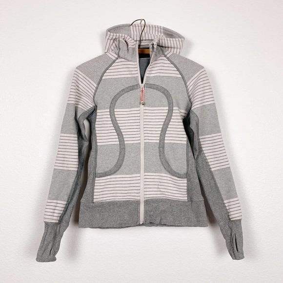Lululemon Striped Sweatshirt Full Zip Jacket Scuba Hoodie Size 4 - Picture 1 of 8